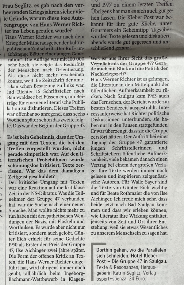 Katrin Seglitz, Interview zu 