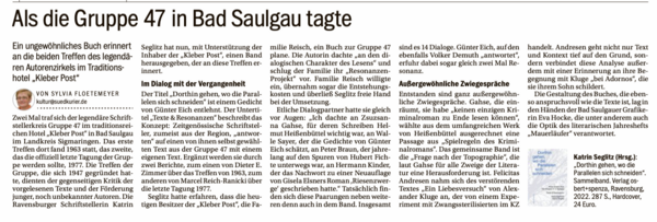 Schwäbische Zeitung, Artikel über das Buch 